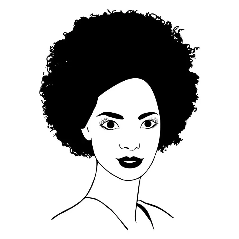 Charming American Afro Woman Silhouette Art