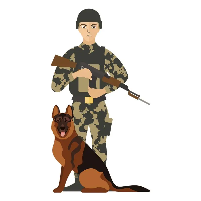 US Soldier and German Shepherd Vector Art