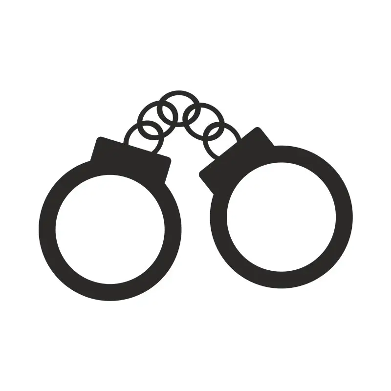 Police Gripping Handcuffs Silhouette Art