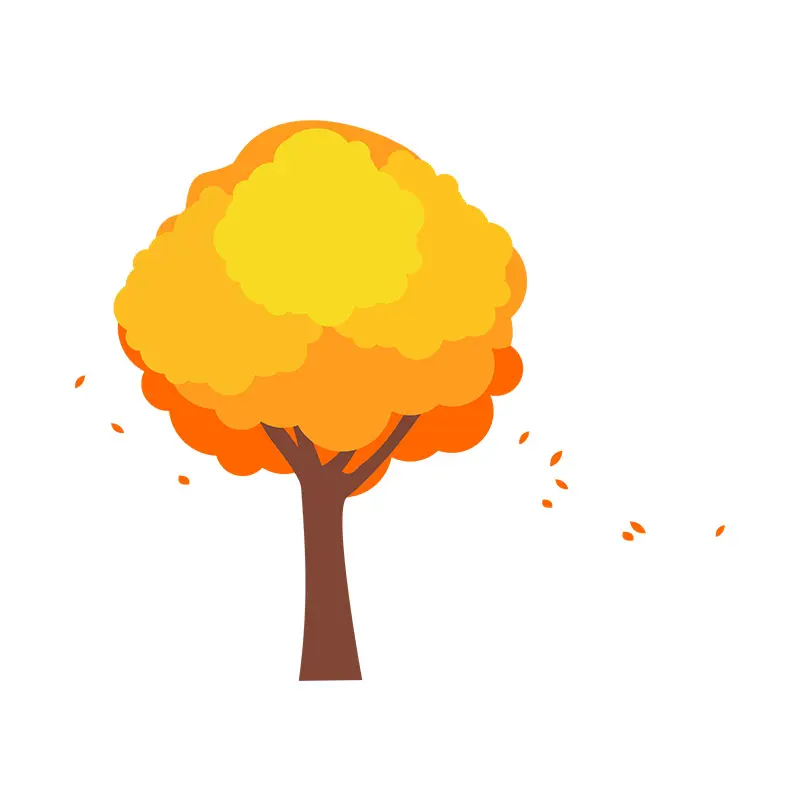 Autumn Tree Shedding Leaves Vector Art