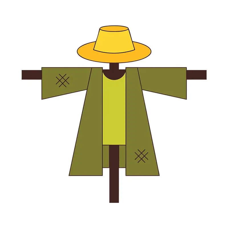 Quirky Standing Scarecrow Vector Art