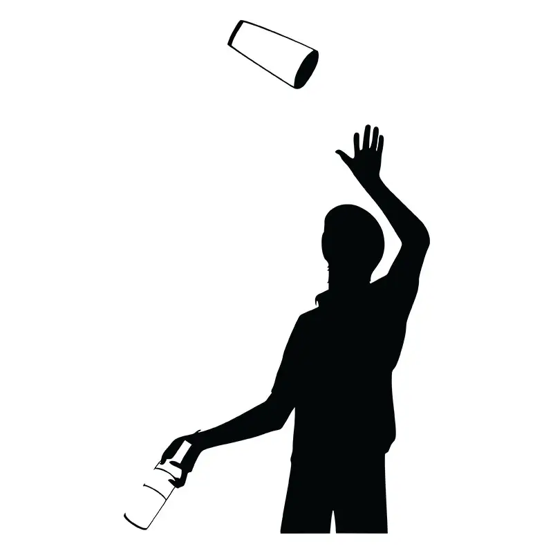 Bartender Juggling Drinks Silhouette Art