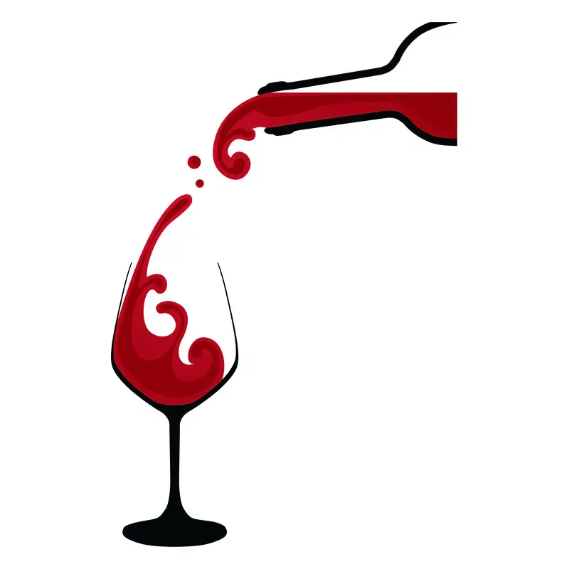 Lavish Red Wine Pouring into Glass Vector Art