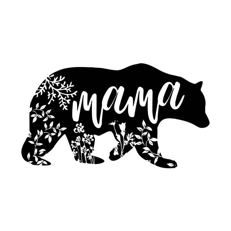 Floral Mama Bear Silhouette Art