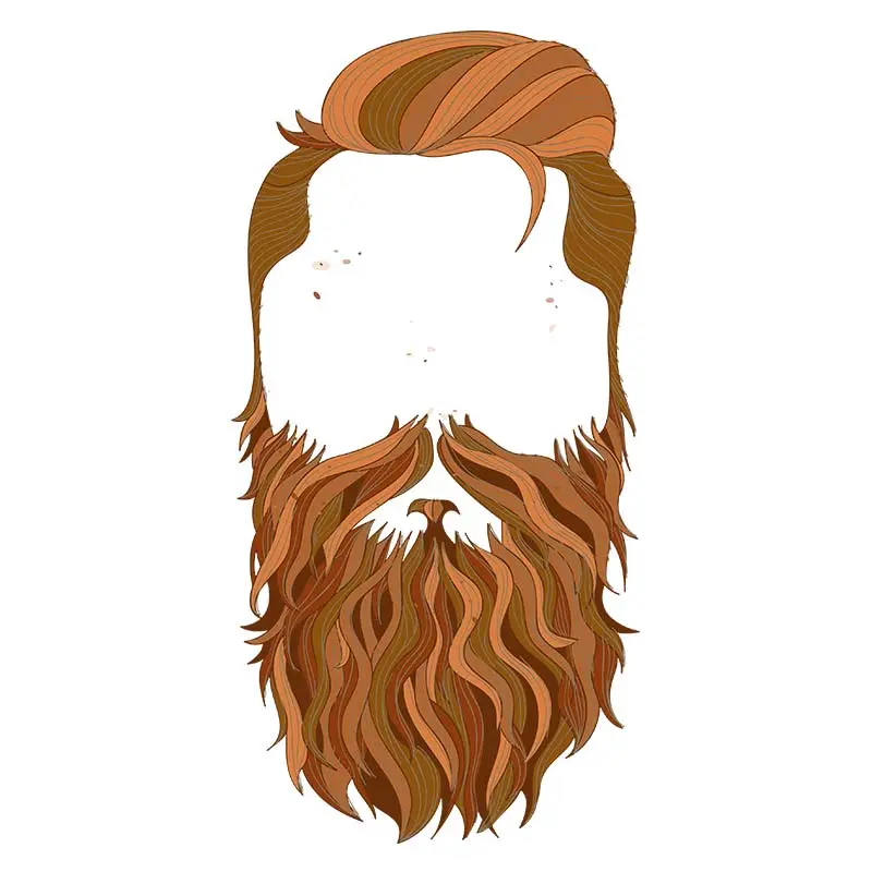 Brown Comb over with Thick Beard Hairstyle Vector Art