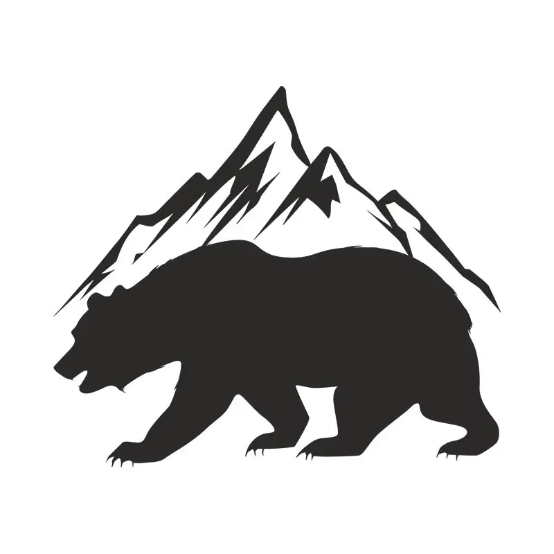 Bear and Mountain Silhouette Art