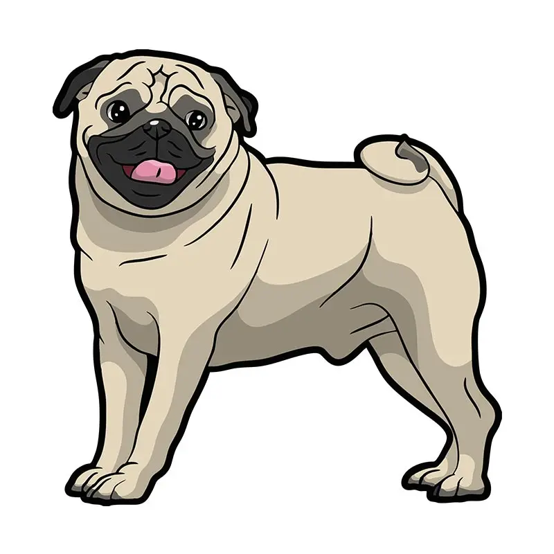 Adorable Groovy Pug Dog Vector Art