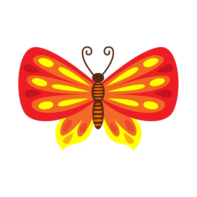 Red and Yellow Butterfly Vector Art