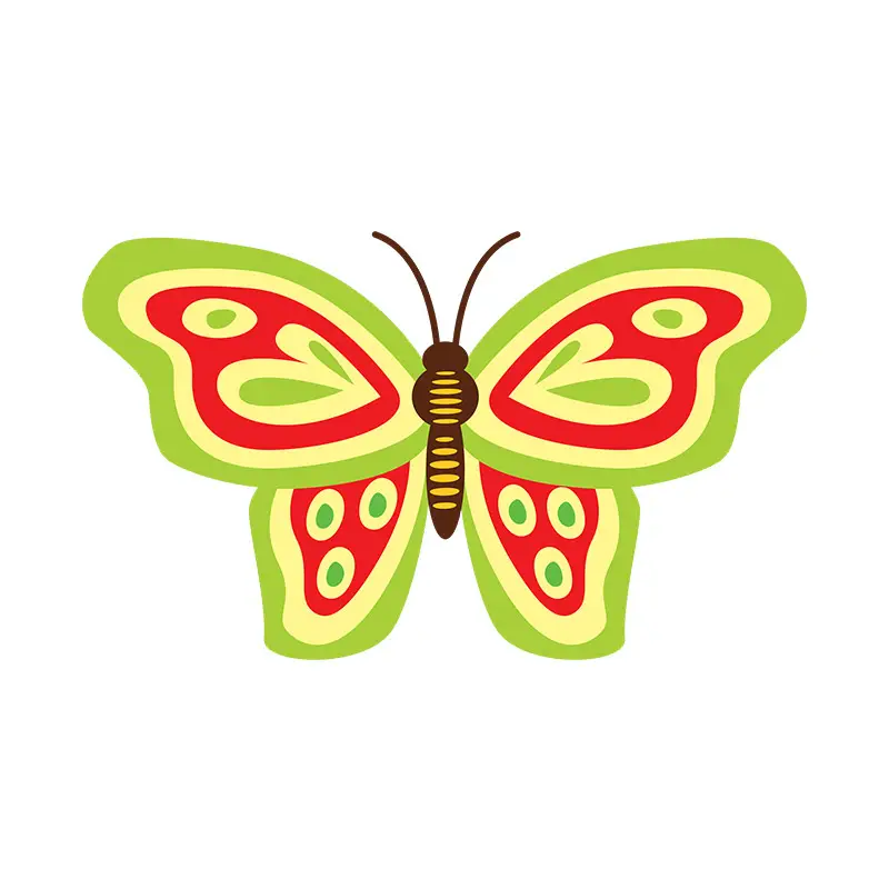 Green and Red Butterfly Vector Art