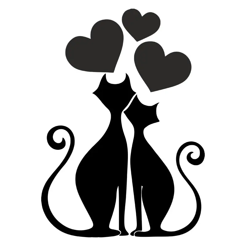 Cats in Love Silhouette Art
