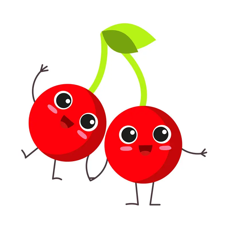 Playful Beady Eyed Cherry Couple Vector Art