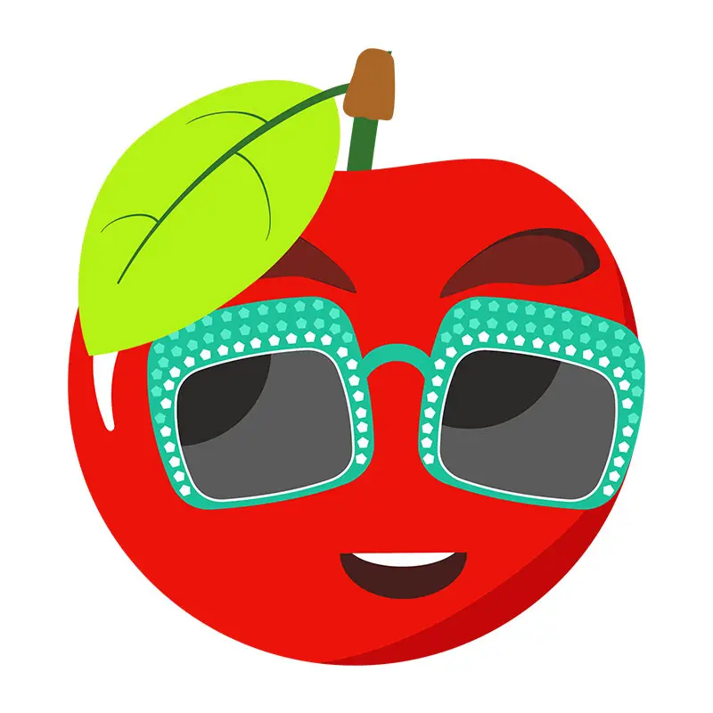 Cherry Wearing Square-Shaped Sunglasses Vector Art