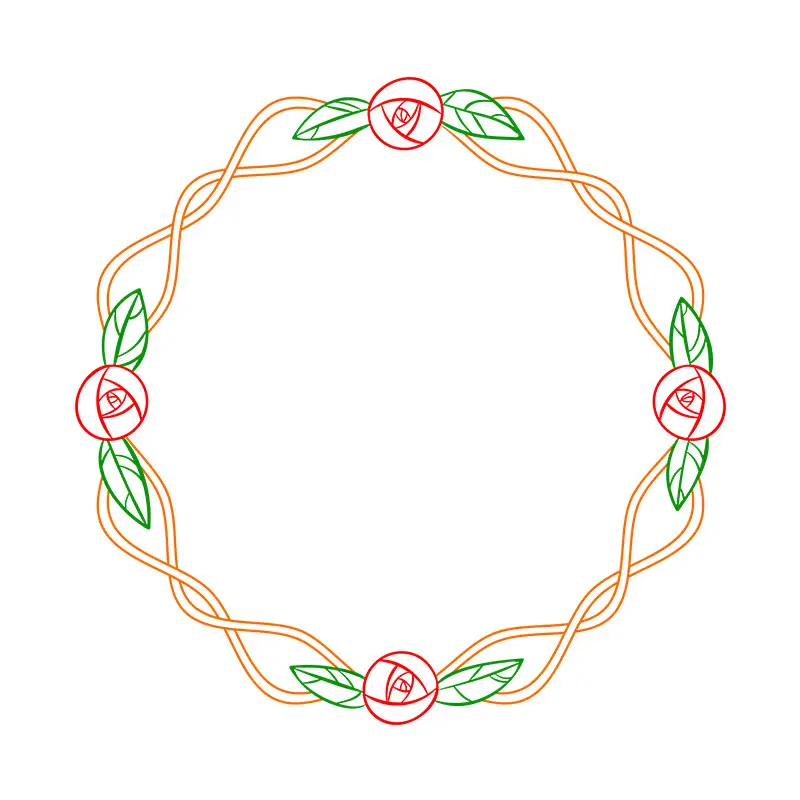Glamorous Rose Flowers Circle Border Vector Art