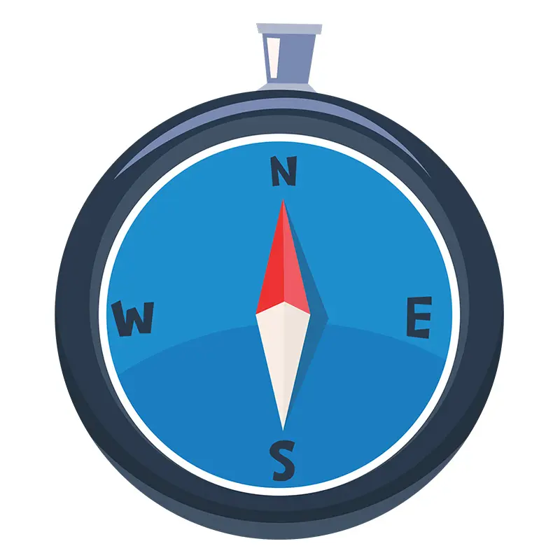 Minute Hand Compass with Directions Vector Art