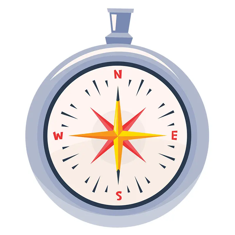 Robust Silver and Gold Hand Compass Vector Art