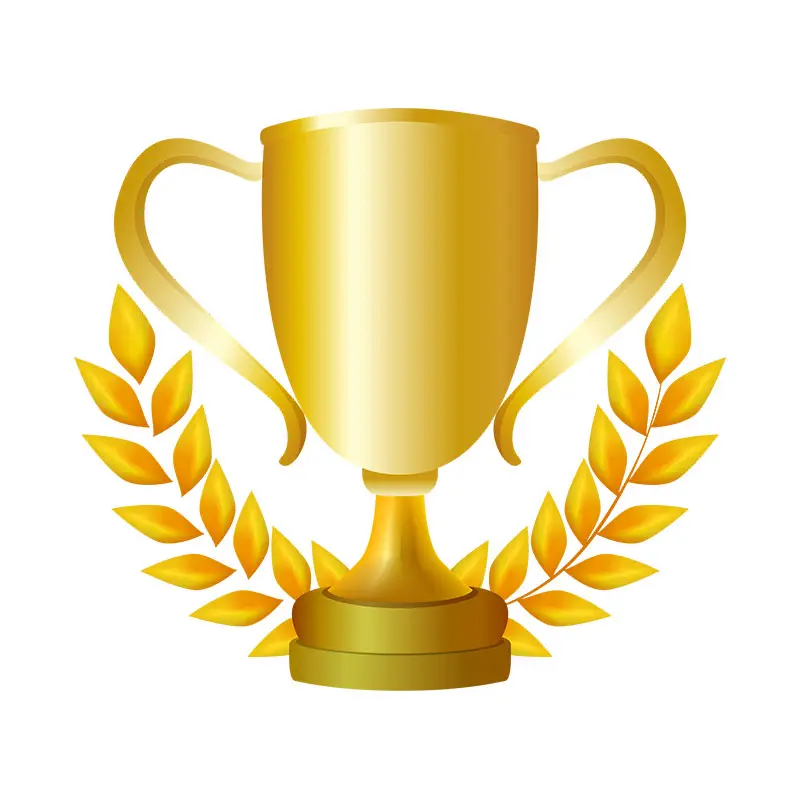 Golden Leaves Decorated Championship Trophy Vector Art