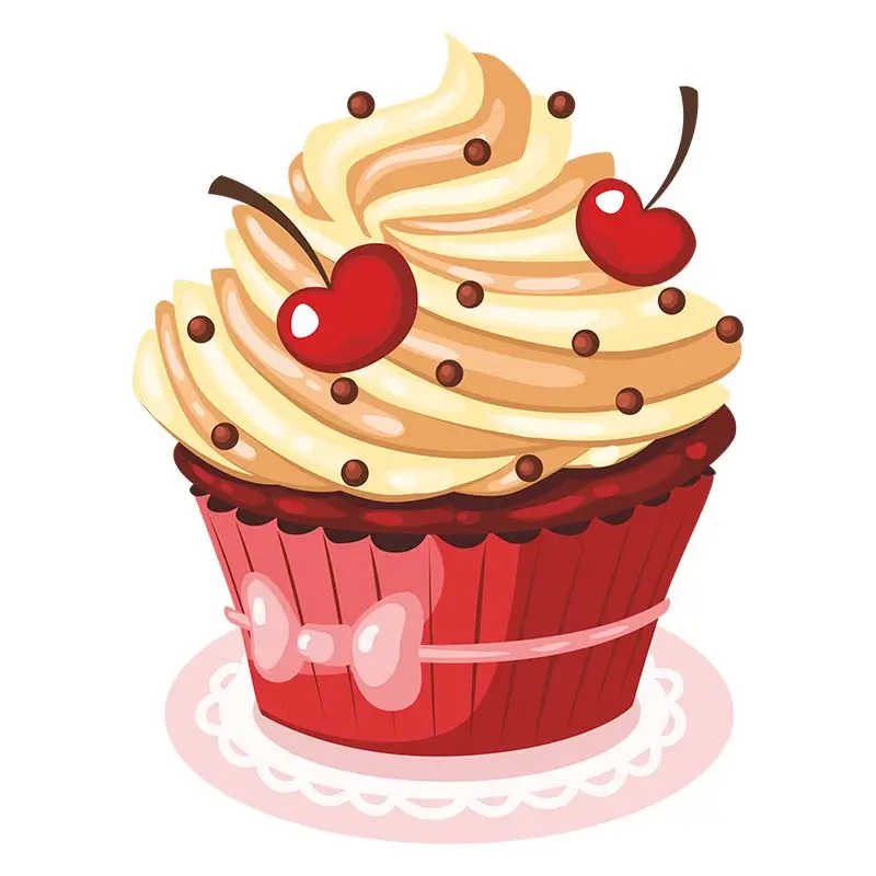 Delish Buttercream and Cherry on Top Cupcake Vector Art