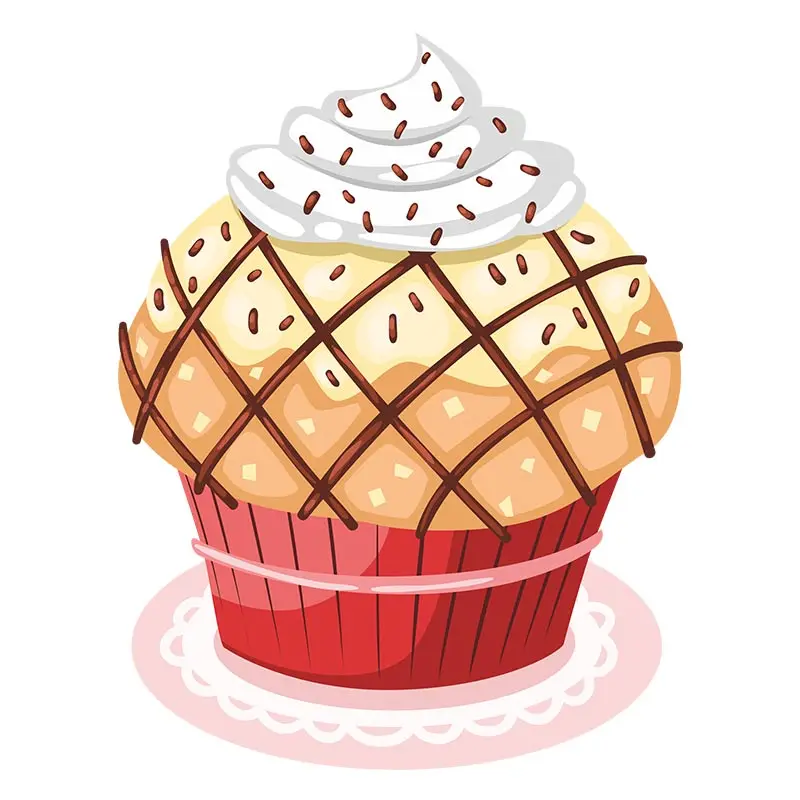 Delish Vanilla with Buttercream Frost Cupcake Vector Art