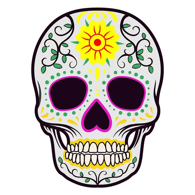 Yellow Flowered La Calavera Face Mask Vector Art