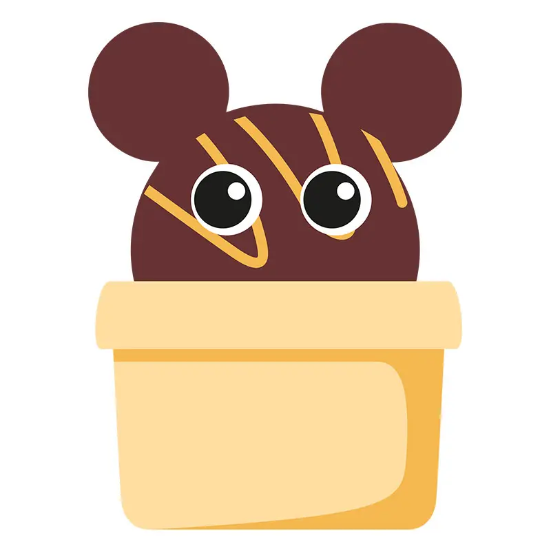 Creamy Ice Cream Scoop Cup Mickey Mouse Vector Art