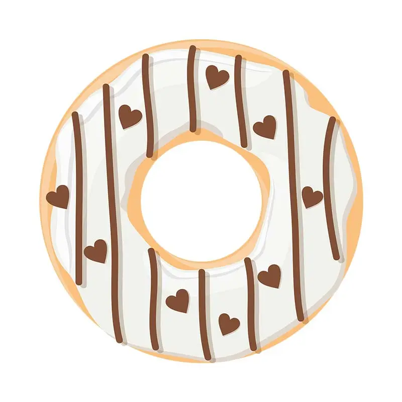 Creamy Hearted Chocolate Chip Donut Vector Art