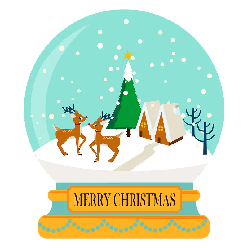 Merry Christmas Reindeer Snowglobe Vector Art