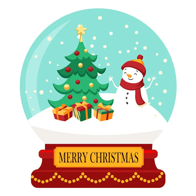 Jolly Snowman Celebrating Snowglobe Christmas Vector Art