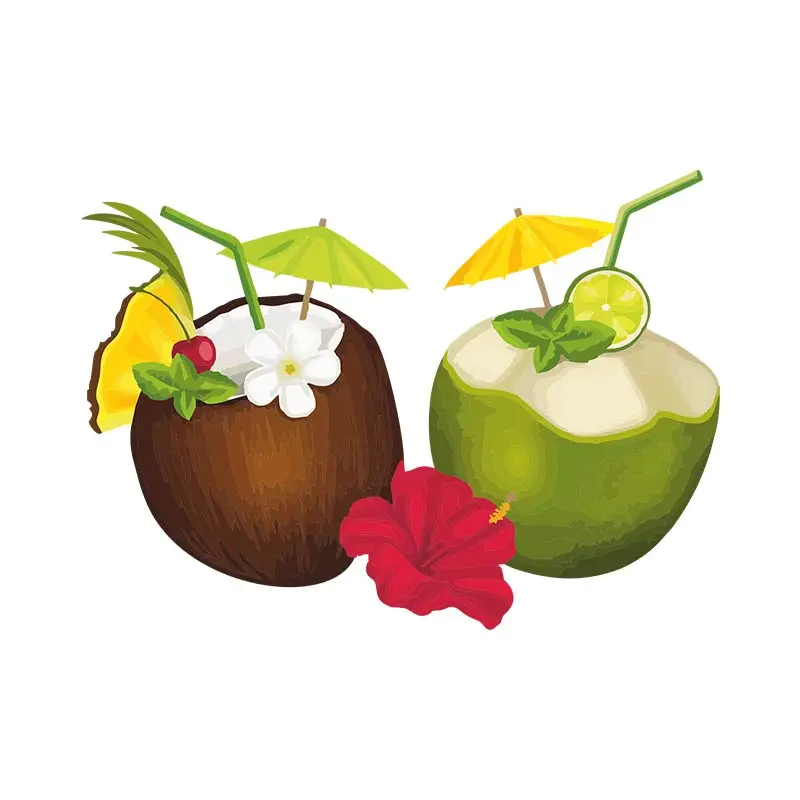 Fascinating Tropical and Lime Coconut Drink Vector Art