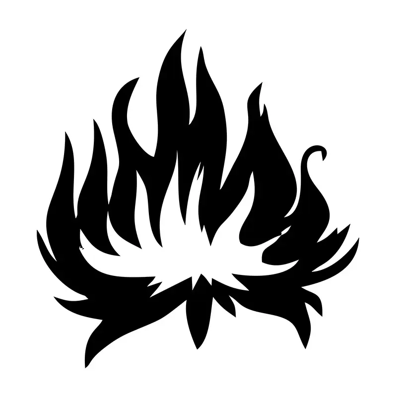 Flaring Bonfire Flames Silhouette Art