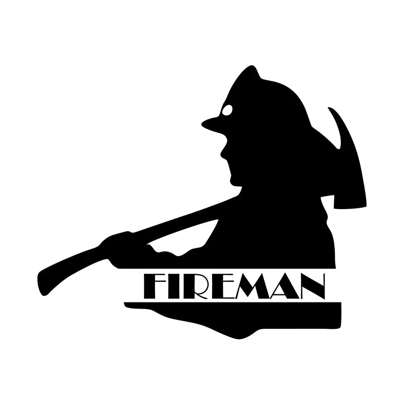 Life Saver Pick Hammer Carrying Fireman Silhouette Art
