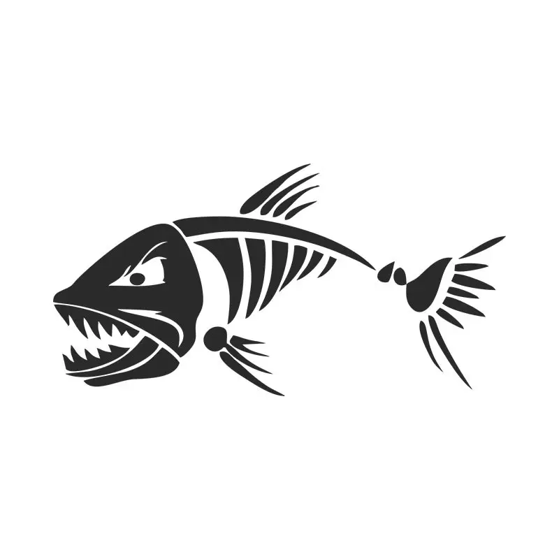 Rageous Piranha Fish Bones Silhouette Art