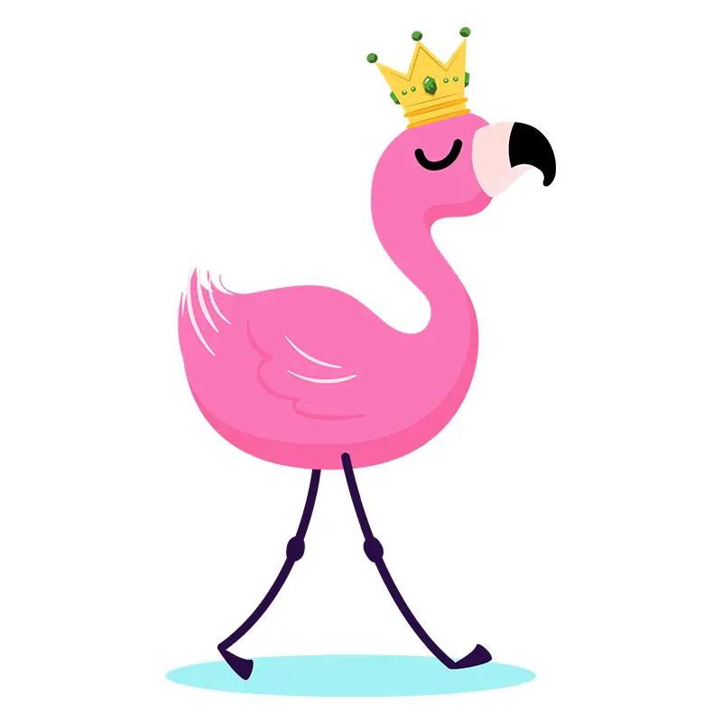 Prideful Crowned Flamingo Vector Art
