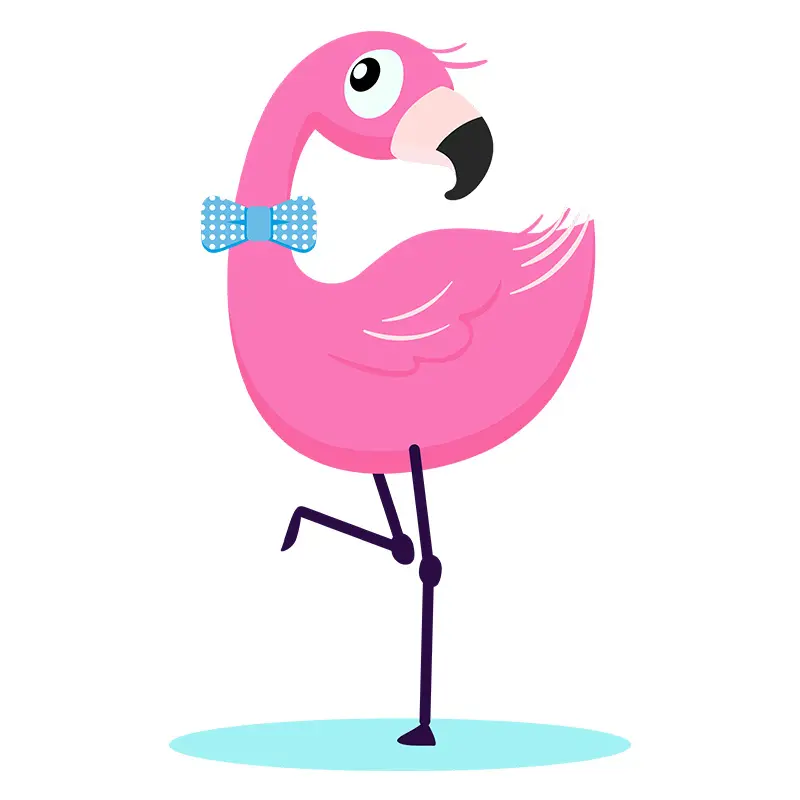 Flamingo Blue Polka Dot Bow Vector Art