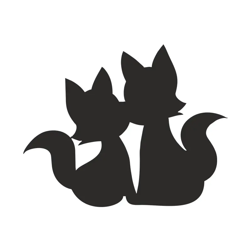 Adorable Mama and Baby Fox Silhouette Art