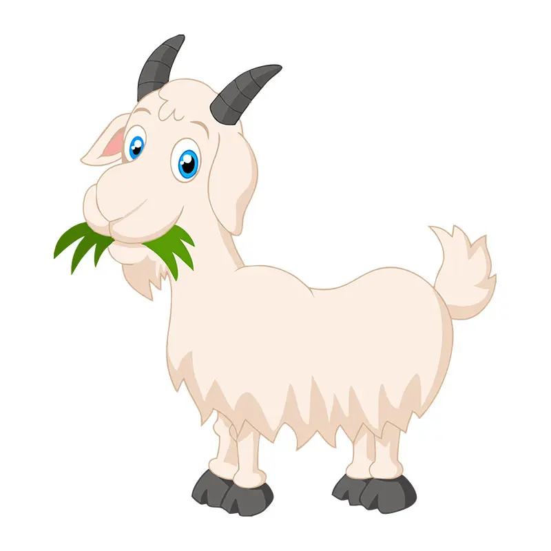 Woolly Goat Grazing Grass Vector Art