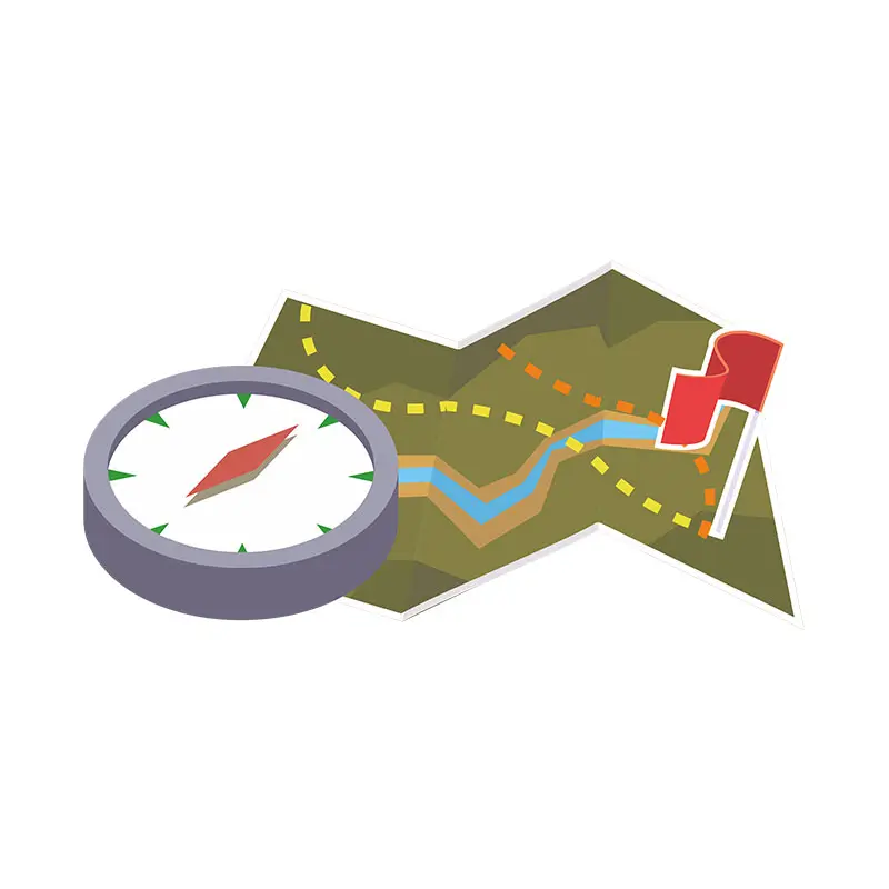Handy Hiking Compass and Map Vector Art