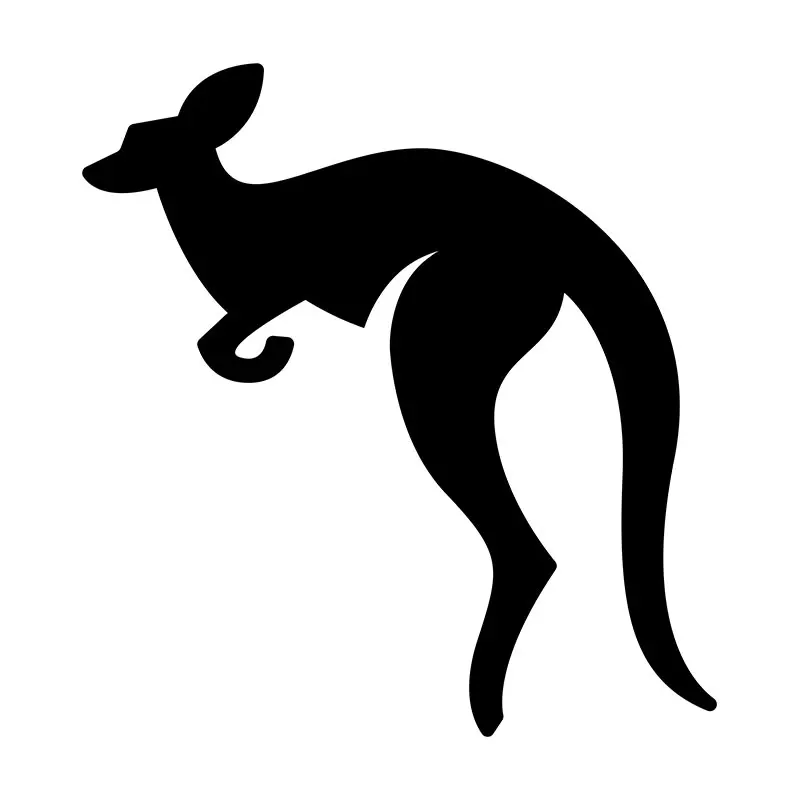 Ski-Jumping Kangaroo Silhouette Art