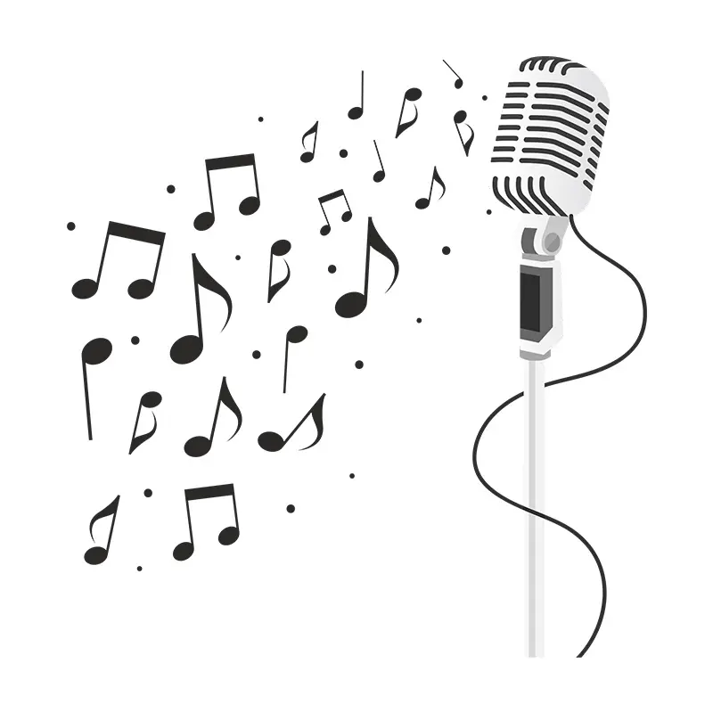 Singing Karaoke with Mic and Music Silhouette Art