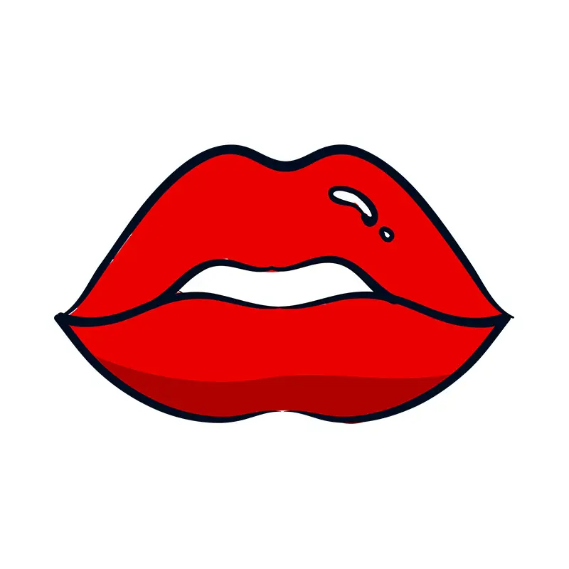 Fascinating Red Hot Lipstick Lips Vector Art