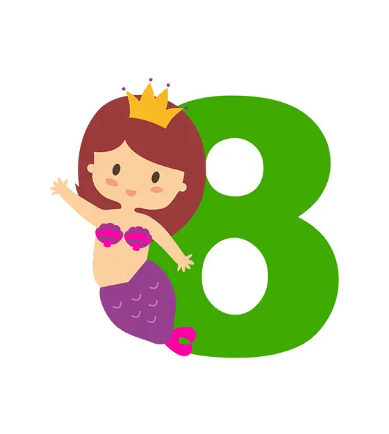 Mermaid Number 8 Vector Art