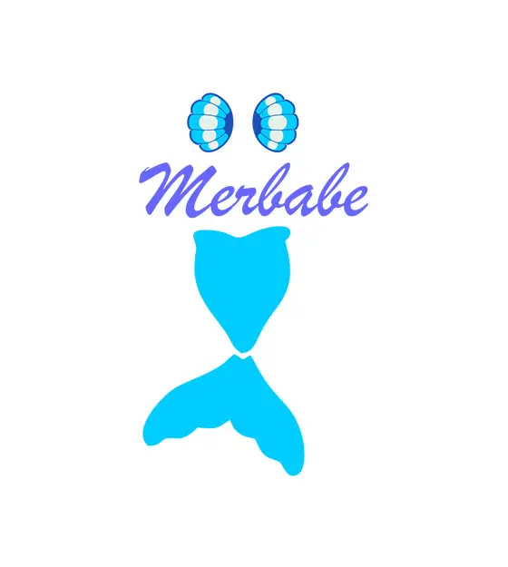 Merbabe Aquatic Blue Shell Bra Mermaid Tail Vector Art