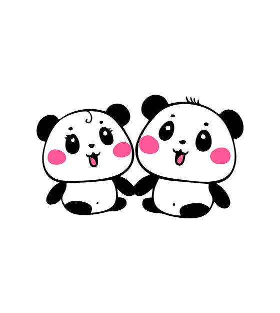 Cute Panda Pair Vector Art