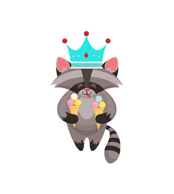 Raccoon Ice Cream Cone Vector