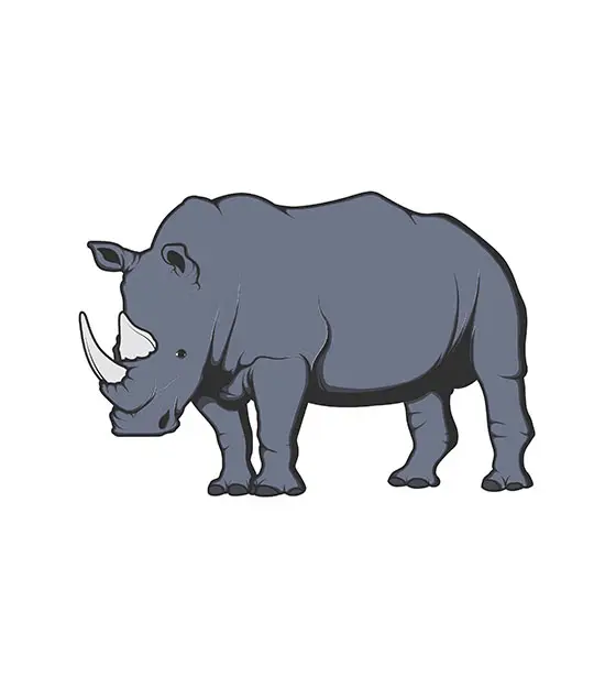 White Horn Rhinoceros Vector