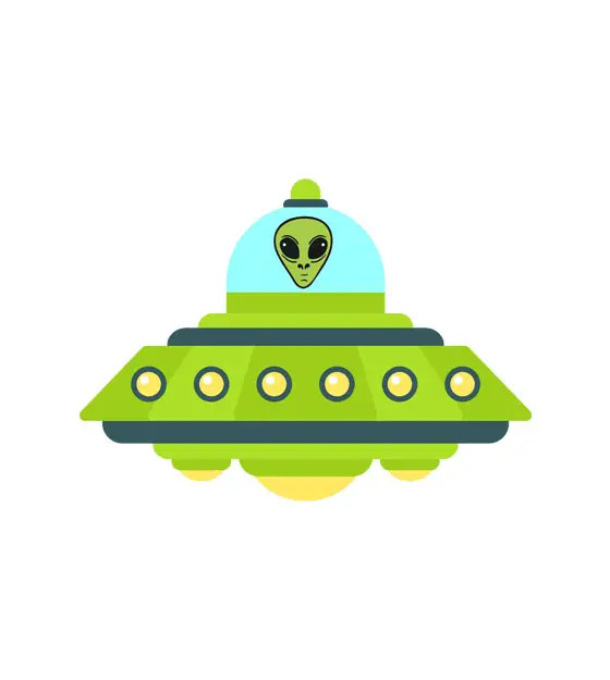 Mysterious Green Extraterrestrial UFO Vector Art