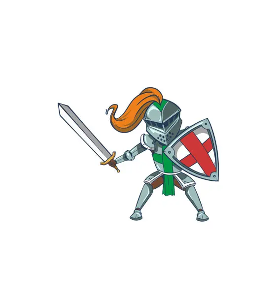 Mini Knight Ready to Engage in Battle Warrior Vector Art