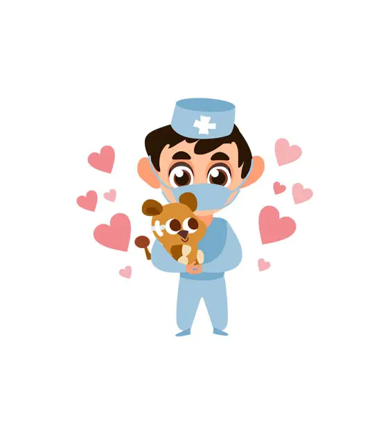 Veterinarian Saving Cute Puppy Vector Art