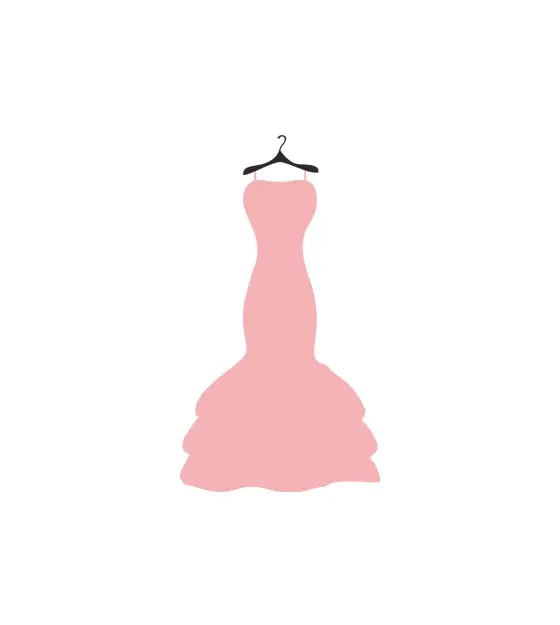 Elegant Pink Strapped Flounce Wedding Dress Vector