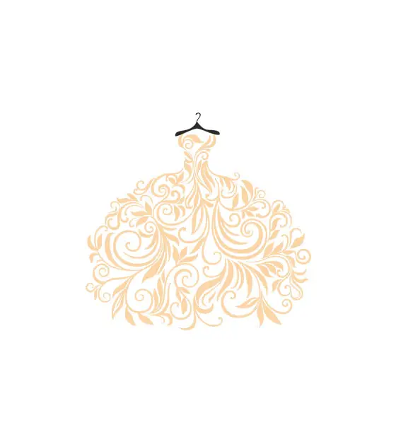 Stellar Floral Ball Gown Wedding Dress Vector Art