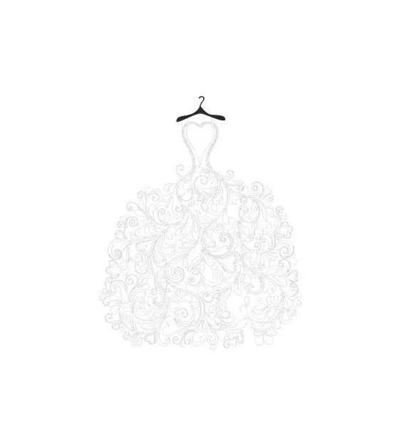 Heart Shaped Ball Gown Wedding Dress Vector Art